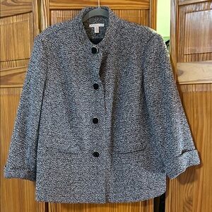 JM Collection Black and White Textured Blazer